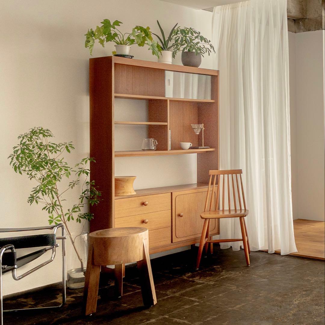 ルームディバイダー　ミッドセンチュリー　ナチュラルウッドシェルフ