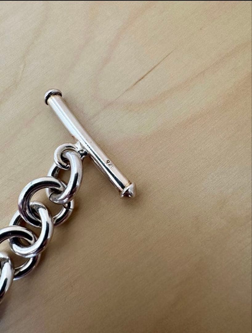 ヘビーチェーンオーバルブレスレットヴィンテージシルバー925