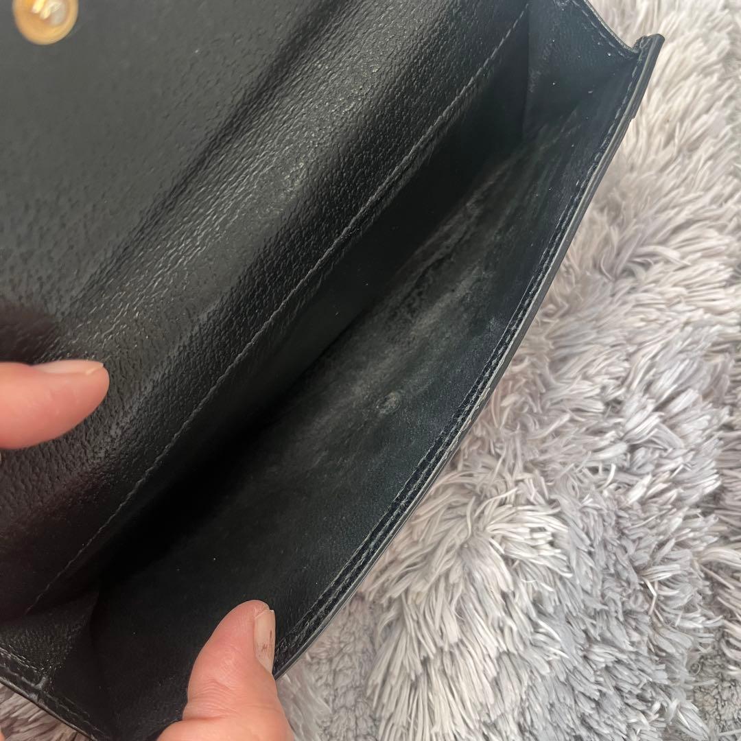 グッチ　GGキャンバス　長財布　ロゴ金具　ブラック　レザー　メンズ