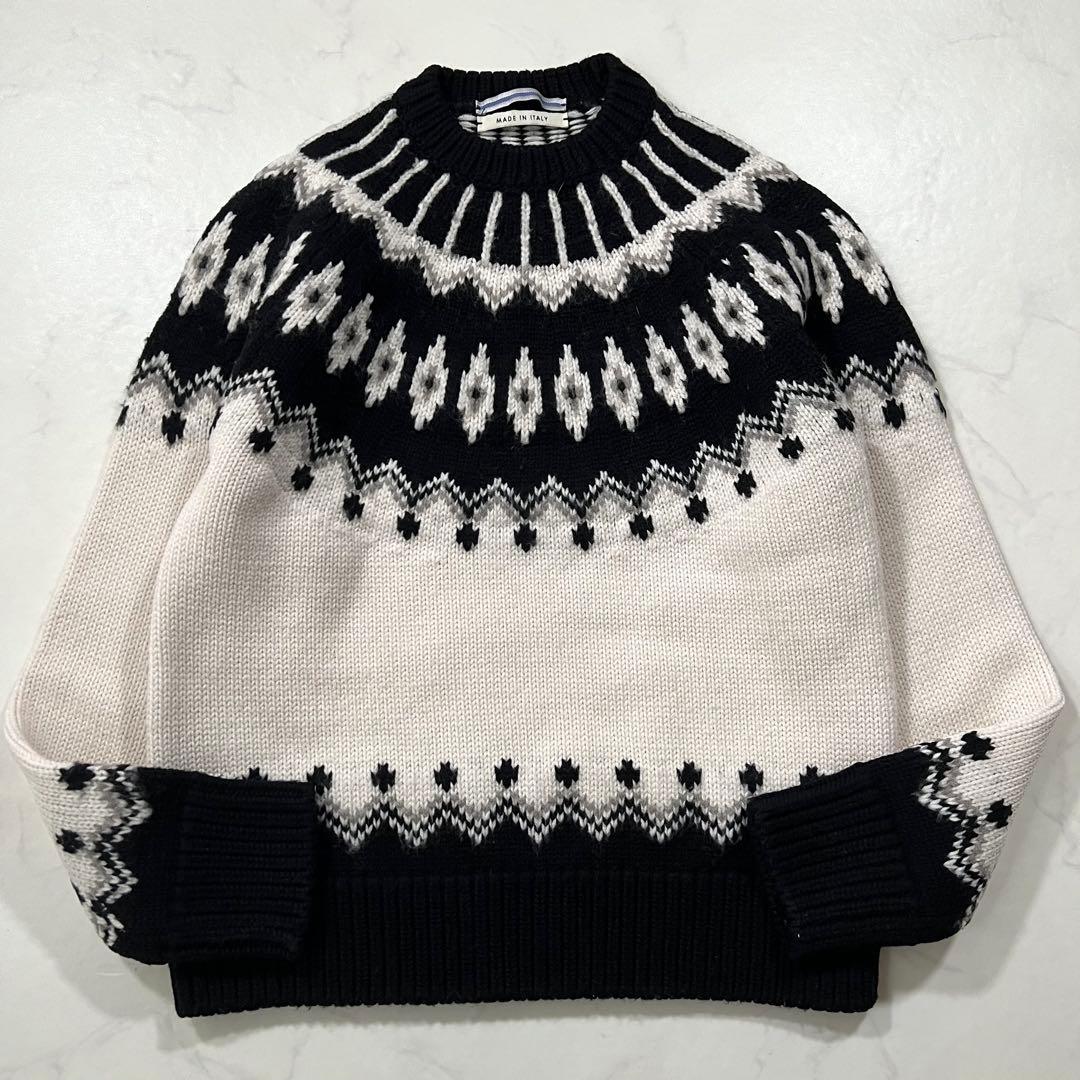 クリスタセヤ ノルディック オーバーサイズ ニット ウール ホワイト ブラック