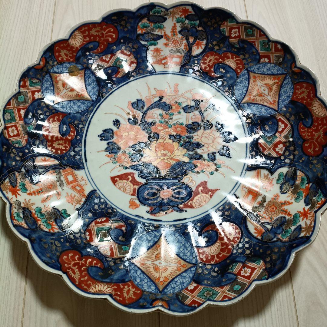 古伊万里 　大皿　飾皿　直径約４０cm　２個セット木箱あり