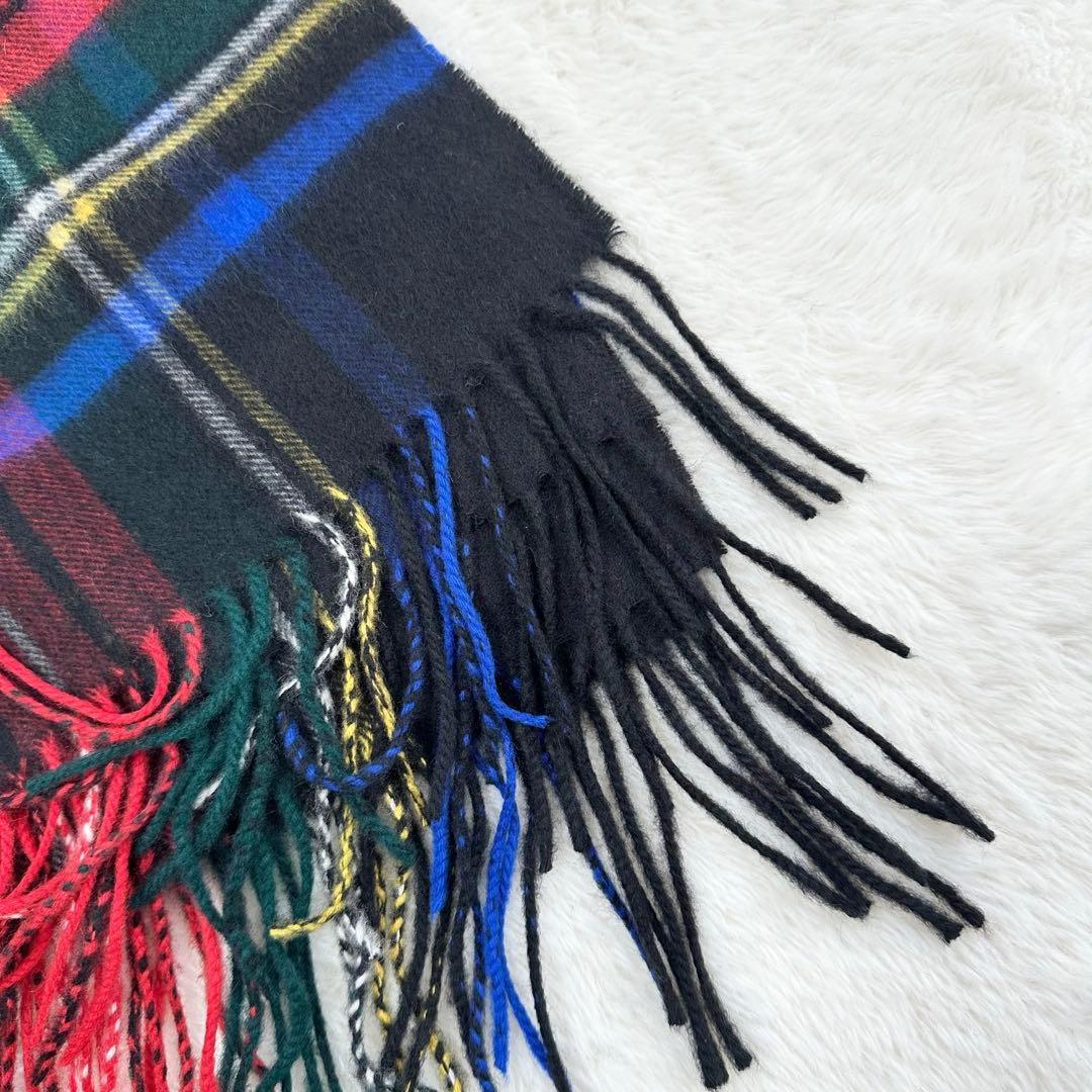 美品✨ジョンストンズ 大判 ストール カシミヤ ブラックスチュワート