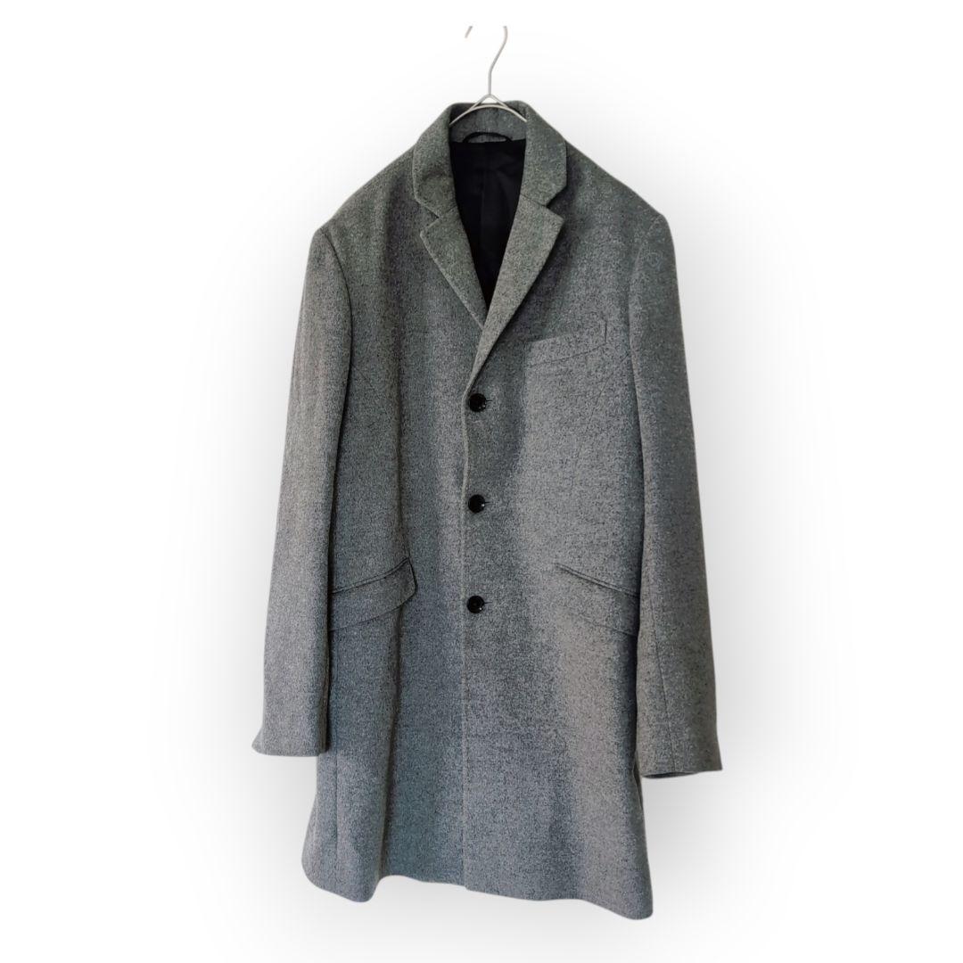 【未使用級】カシミヤ　アンゴラ　特大　XL　チェスターコート　グレー　高級　上質