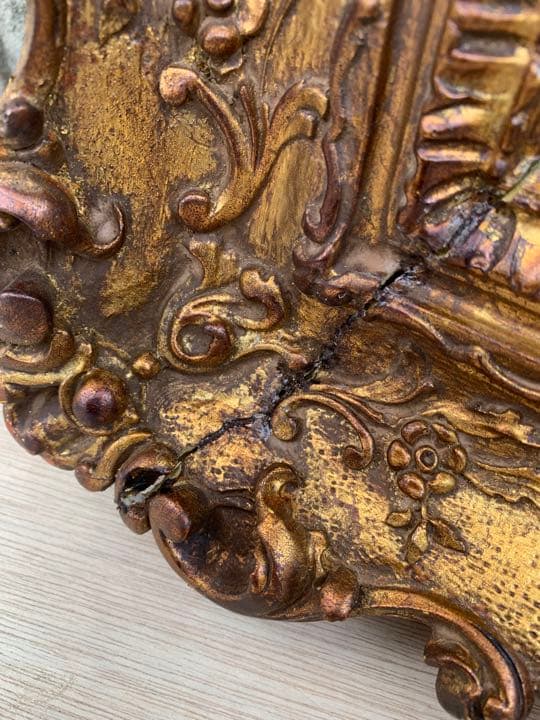 イタリア製　アンティーク　レトロ　ゴールド　壁掛け　ミラー　鏡　姿見　店舗什器