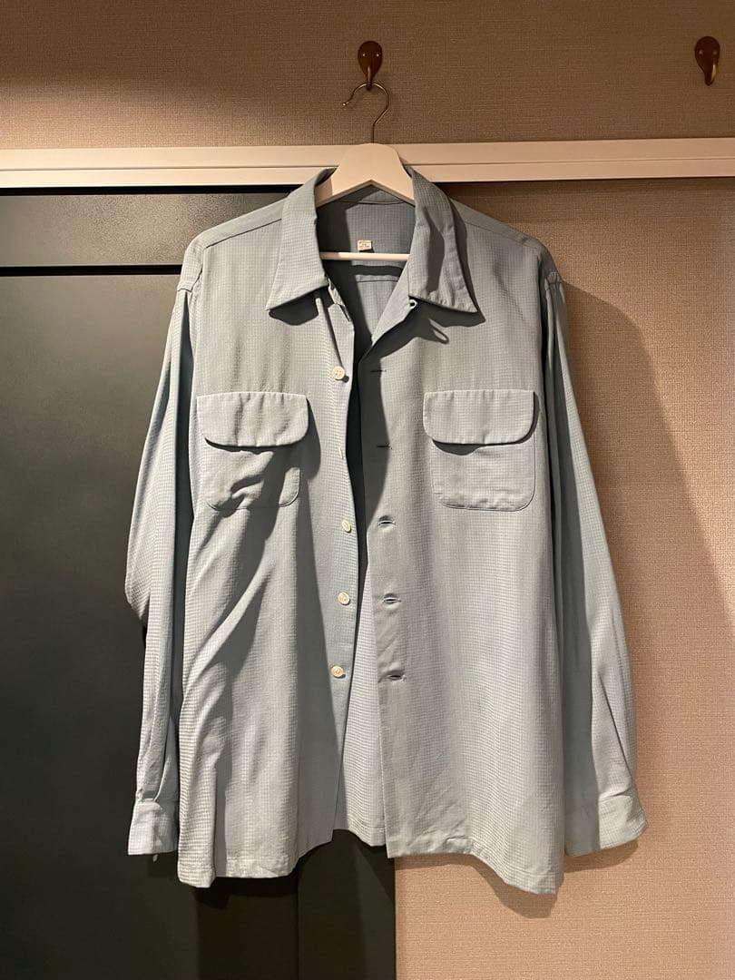 50s 実寸XL Wool / Nylon muslin box shirt