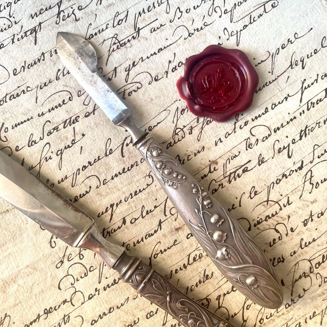 すずらんレリーフ　スクレーパー&レターオープナー　ミュゲ　フランスアンティーク