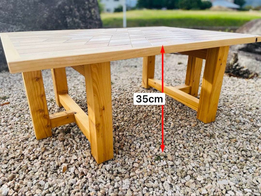 オルテガ柄 ローテーブル（高さ2段階調整） センターテーブル 木製