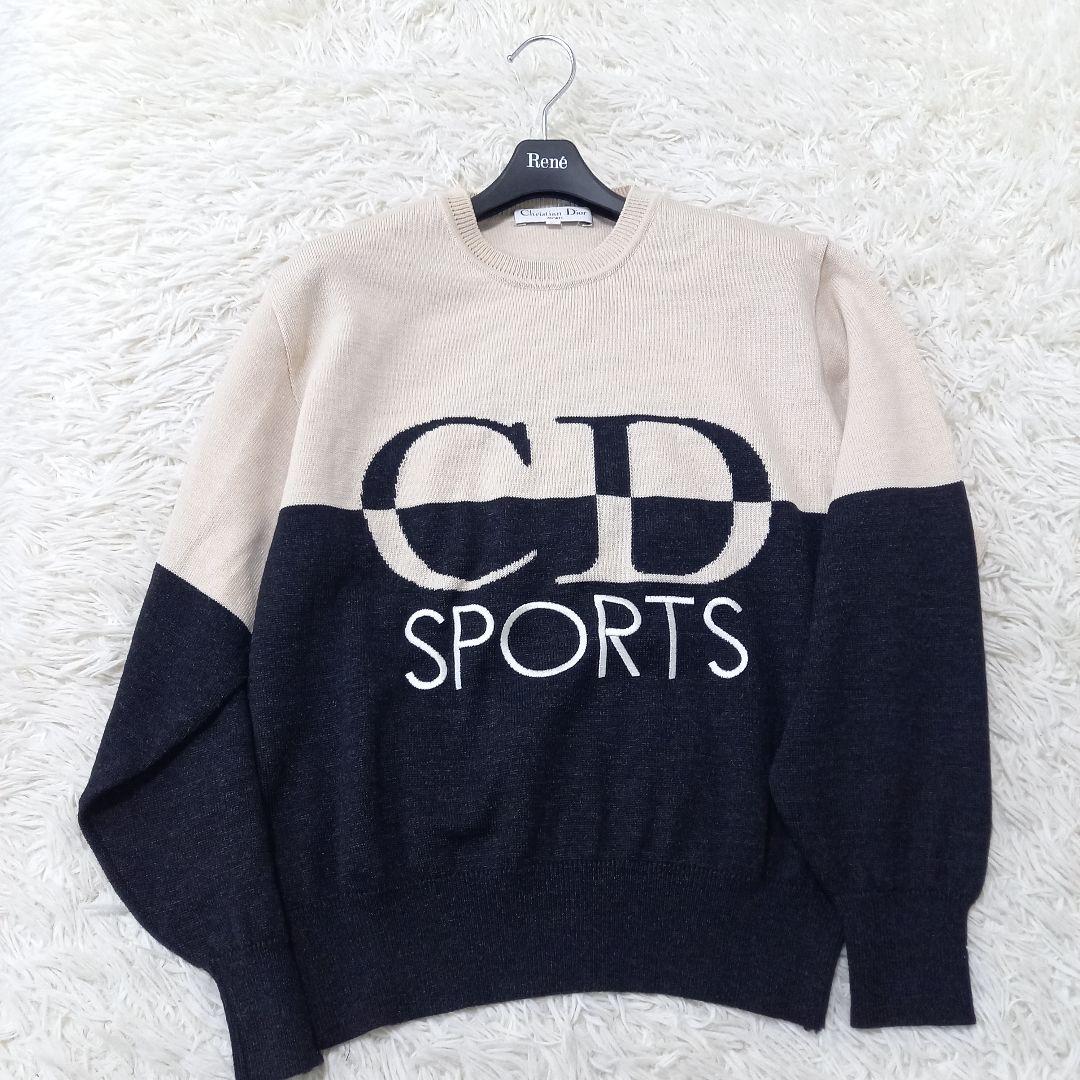 ●美品●　Christian Dior　バイカラー　ニット　刺繍　ロゴ