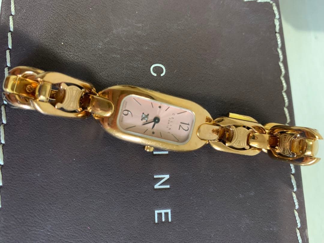 CELINE ピンクゴールドチェーンブレスレット時計