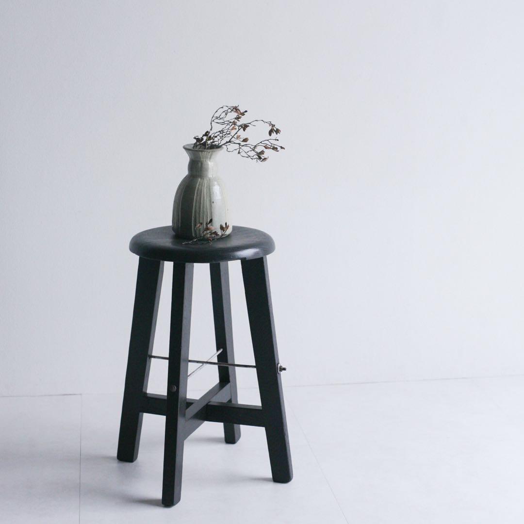 丸スツール　ケヤキ材　無垢材　古家具　ダイニングチェア　丸椅子