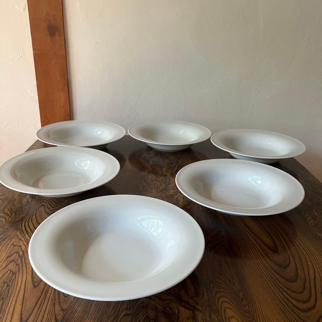 Arzberg ホワイト深皿6枚セット白磁　ドイツパスタプレート