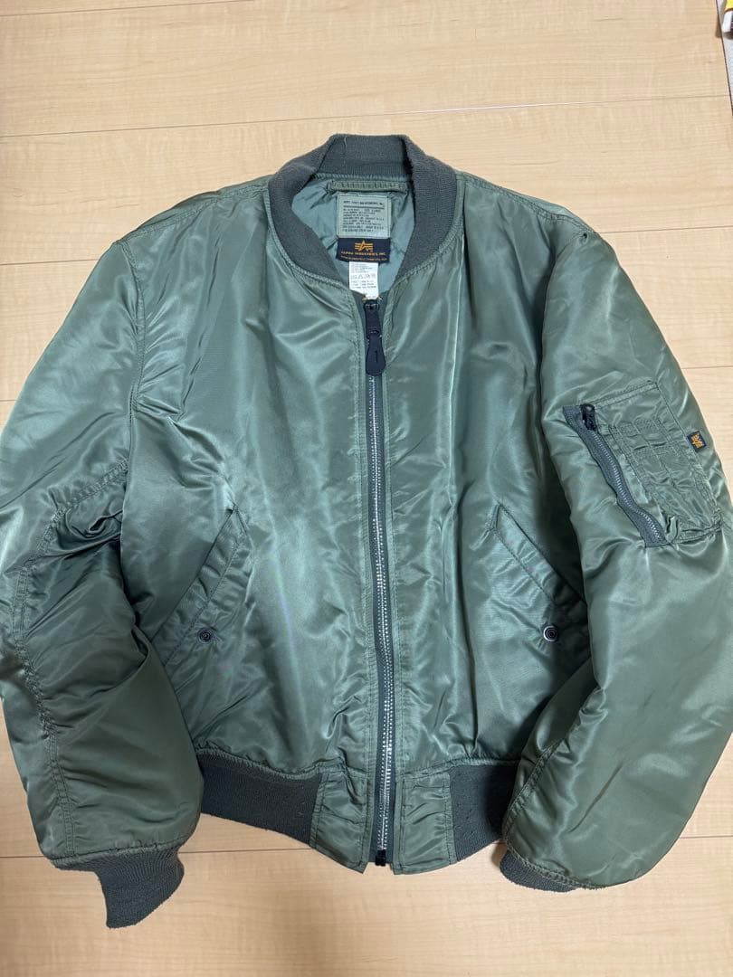 90s USA製 ALPHA MA-1 グランドクルー セージ XL　D271