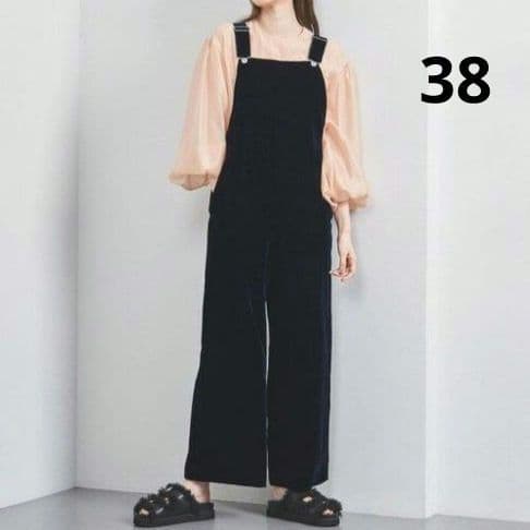 【美品】UNITED ARROWS ベルベットサロペット ネイビー38