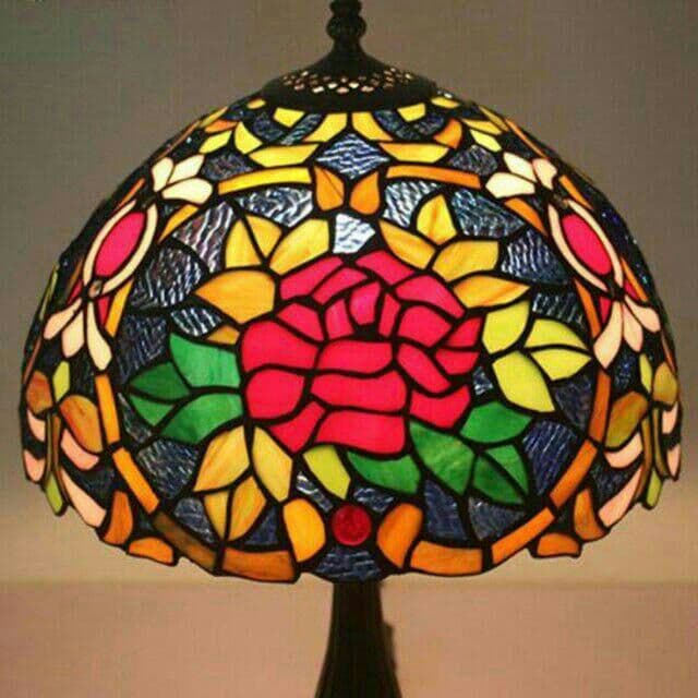 欧米風 ステンドランプ ステンドグラス アンティーク 花柄