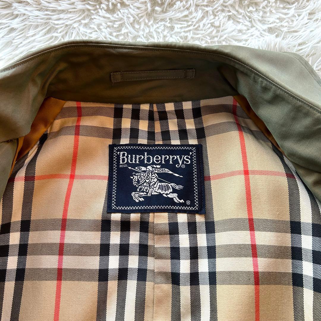 【外観美品】バーバリー　トレンチコート　ロング丈　メンズ　タマムシ　M相当