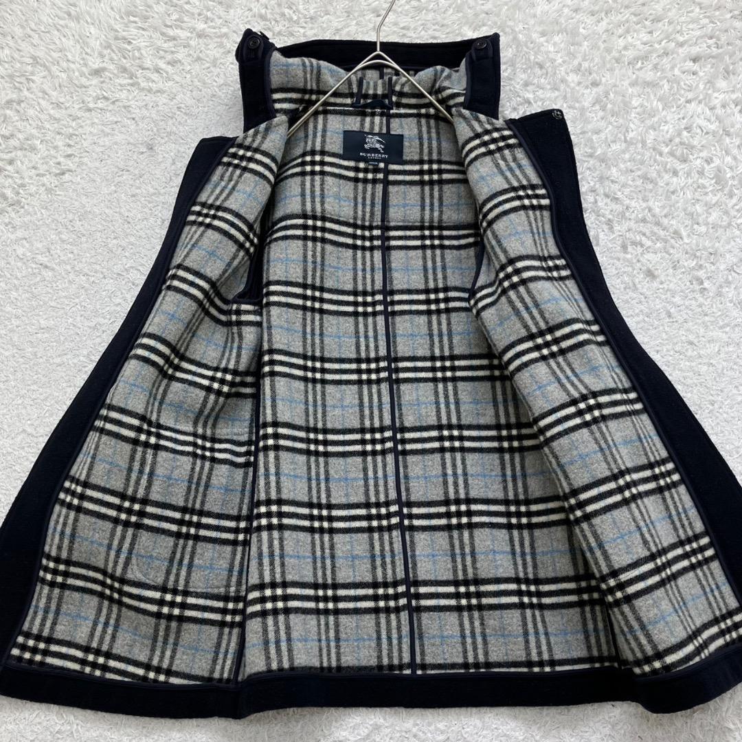 バーバリーロンドン ダッフルコート 130 キッズ ノバチェック 紺 ネイビー