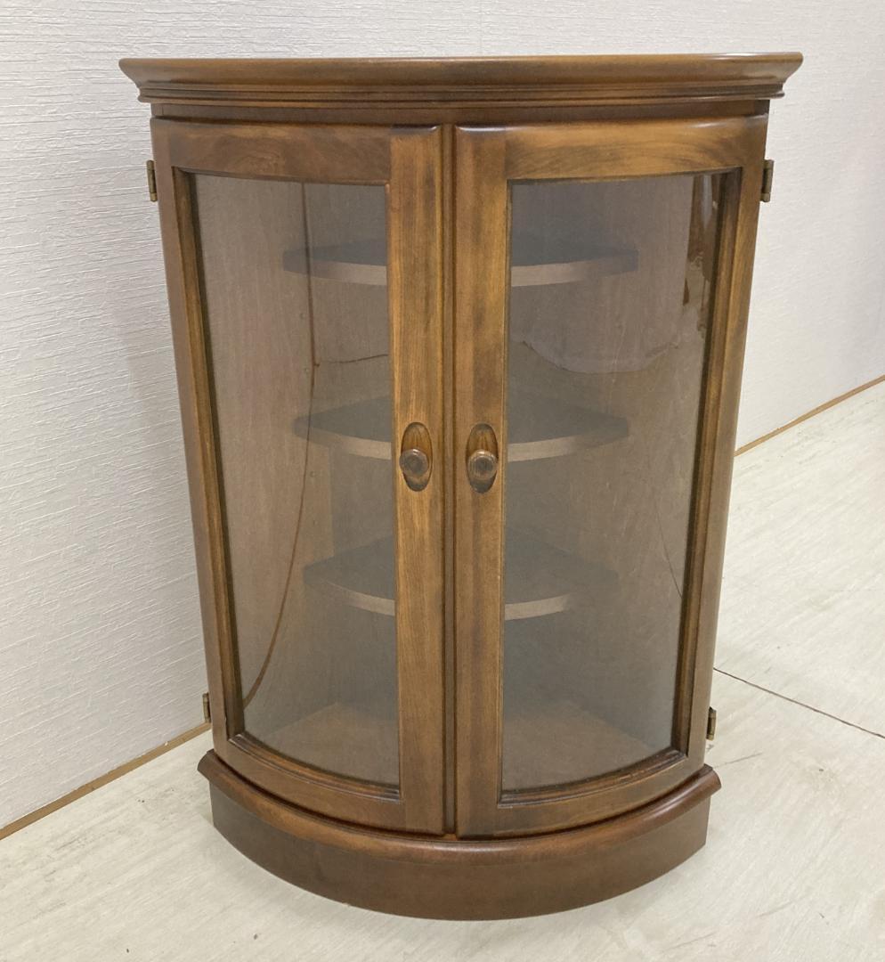 【オールドカリモク】コーナーキャビネット　ガラスキャビネット　ラック　飾り棚