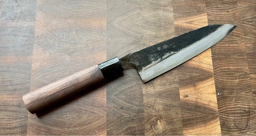 土佐　司　ダマスカス　切付　三徳　180mm 包丁　青紙　釣り　キャンプ　和包丁