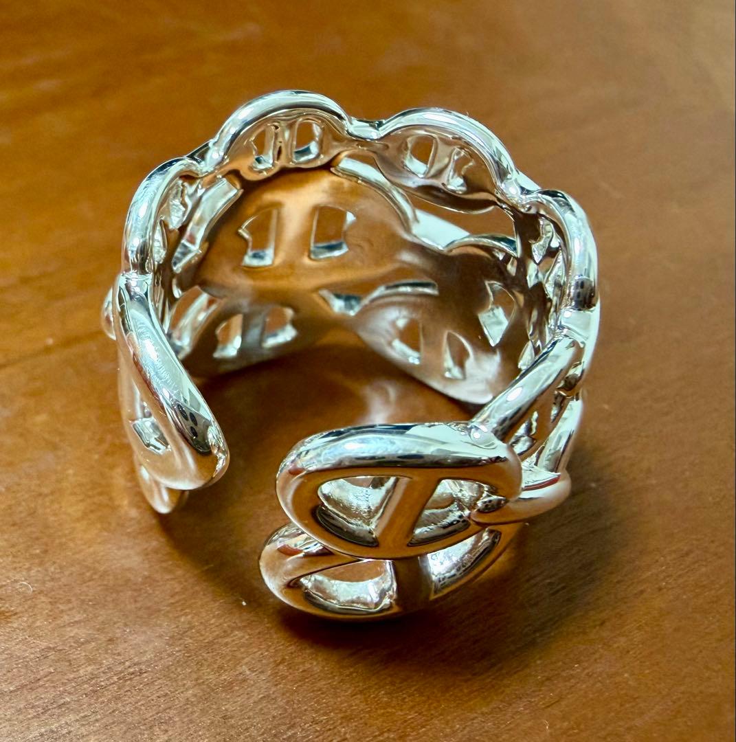 新品 エルメス アンシェネ GM 58 シルバー リング HERMES 18号