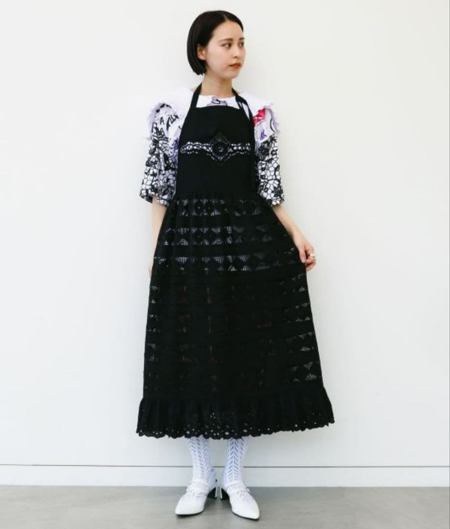 【新品】黒 ディーン＆デルーカ ビームス レースエプロン ブラック