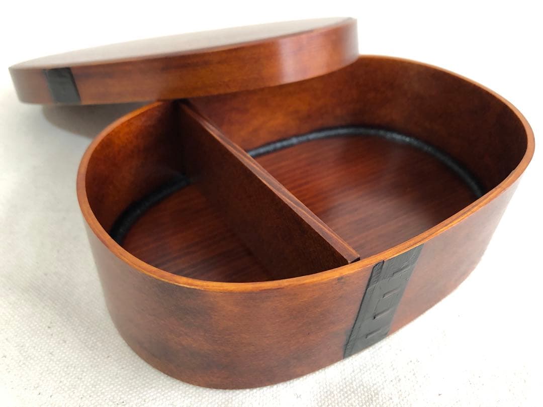 【新品】松野屋 木曽檜曲げ物　すり漆　小判弁当箱