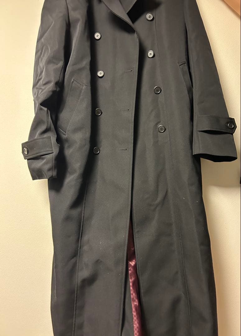 黒 ダブルブレスト トレンチコート