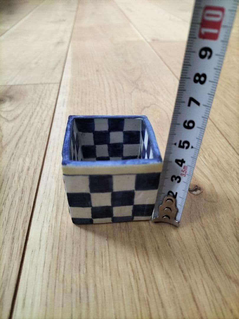 清水焼 乾山写オランダ市松角小付 珍味入れ 俊山窯 新品・未使用品 6個セット