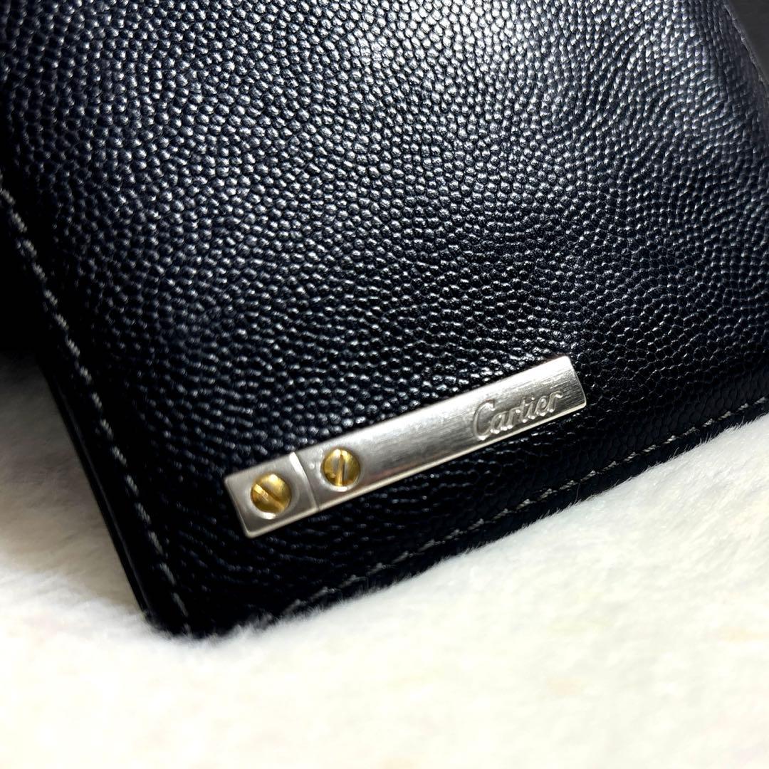 Cartier カルティエ　サントス 二つ折り財布　ロゴプレート