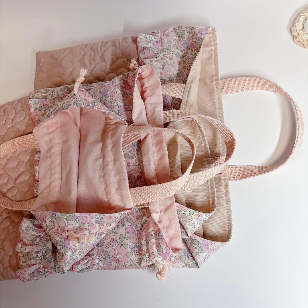 Kahon（プロフ必読！）様　レッスンバッグ　上履き袋　ハート　キルト　ヌビ