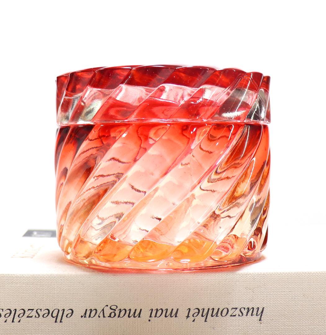 オールド・バカラ 珍品 レアサイズ バンブー ローズ 大型蓋物 クリスタルガラス