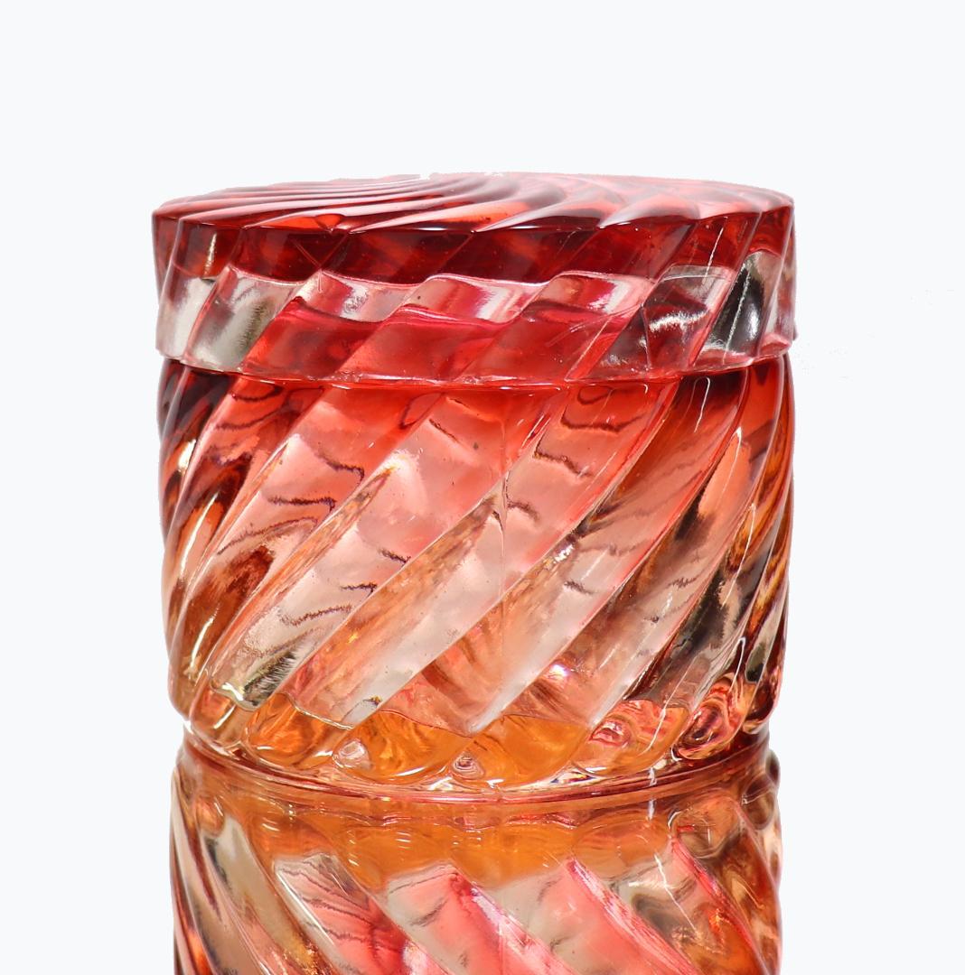 オールド・バカラ 珍品 レアサイズ バンブー ローズ 大型蓋物 クリスタルガラス