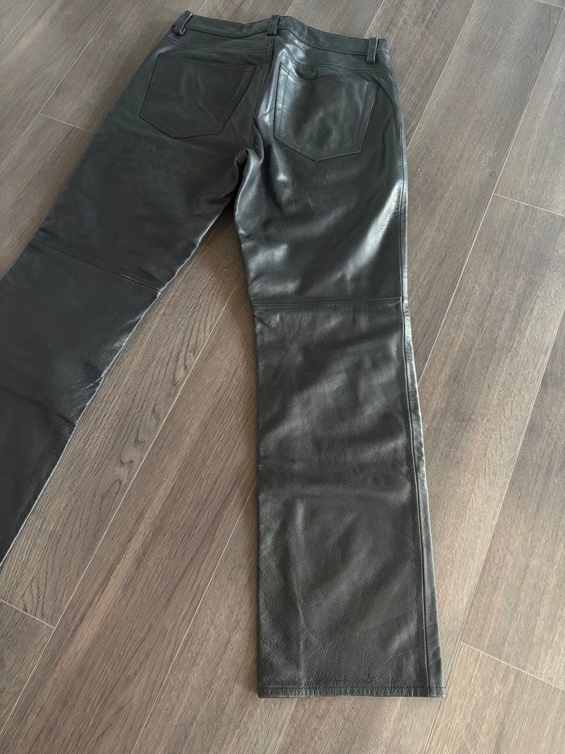 希少 OLD GAP ストレート レザーパンツ 本革 黒 ギャップ ビンテージ