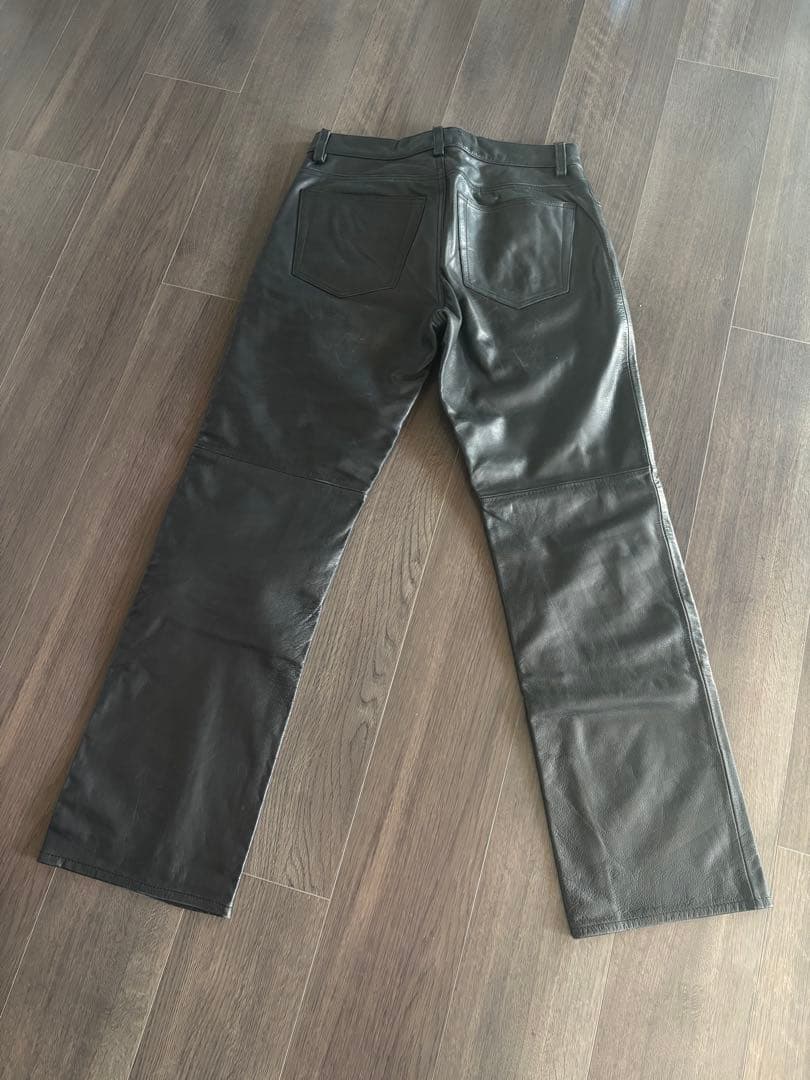 希少 OLD GAP ストレート レザーパンツ 本革 黒 ギャップ ビンテージ