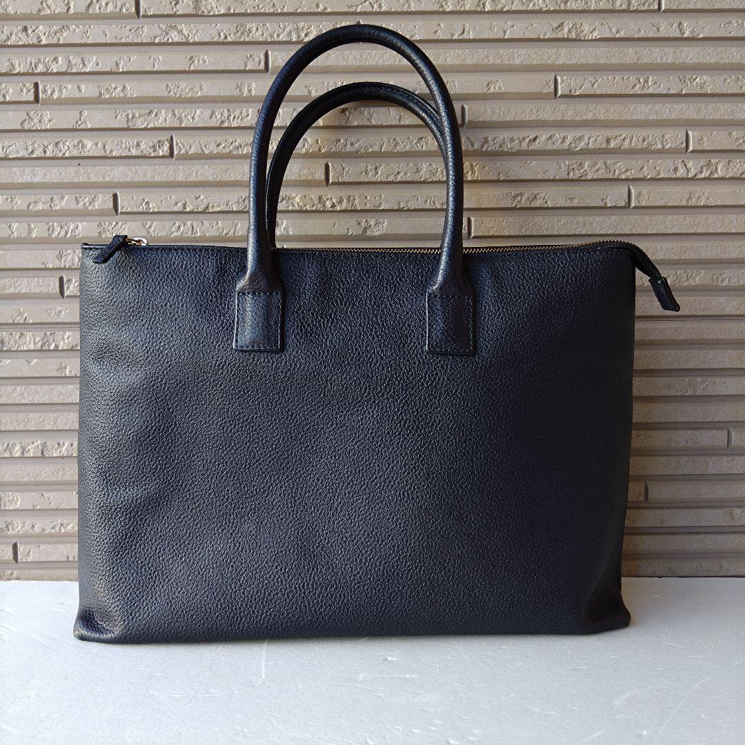 Hush Tug　ハッシュタグ　ビジネストートバッグ　レザー　シボ革　ネイビー