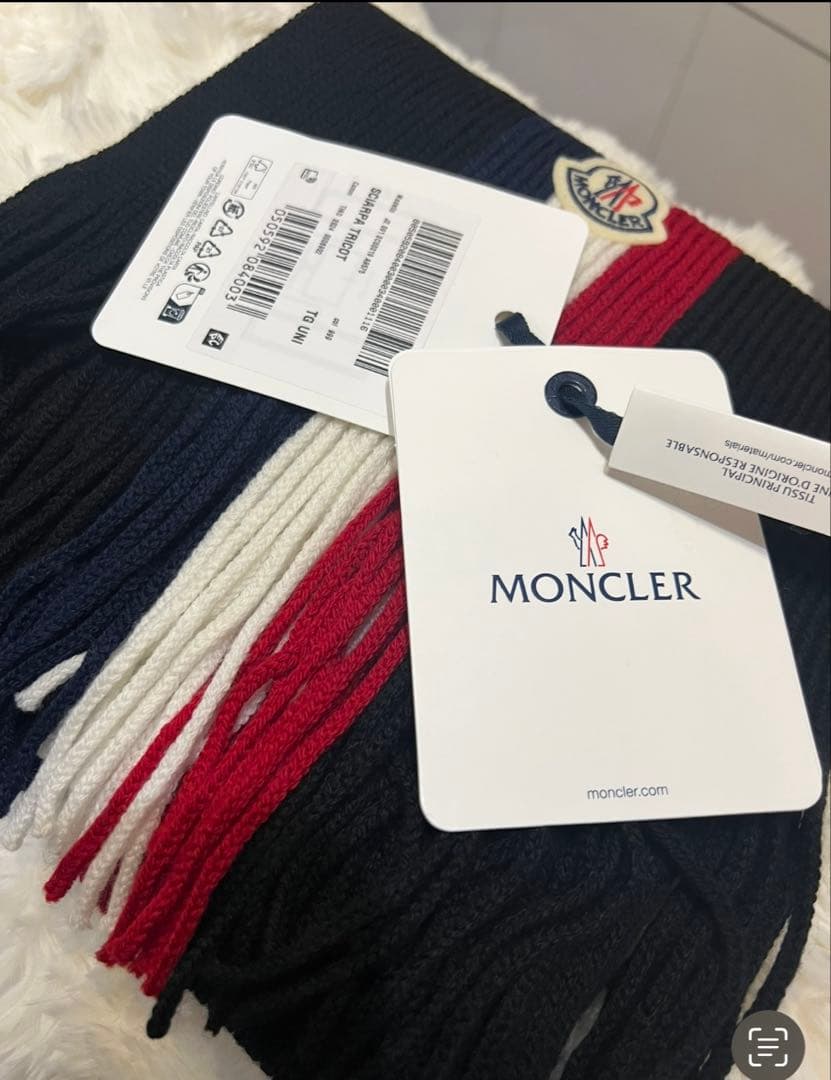 MONCLER フリンジマフラー ネイビー