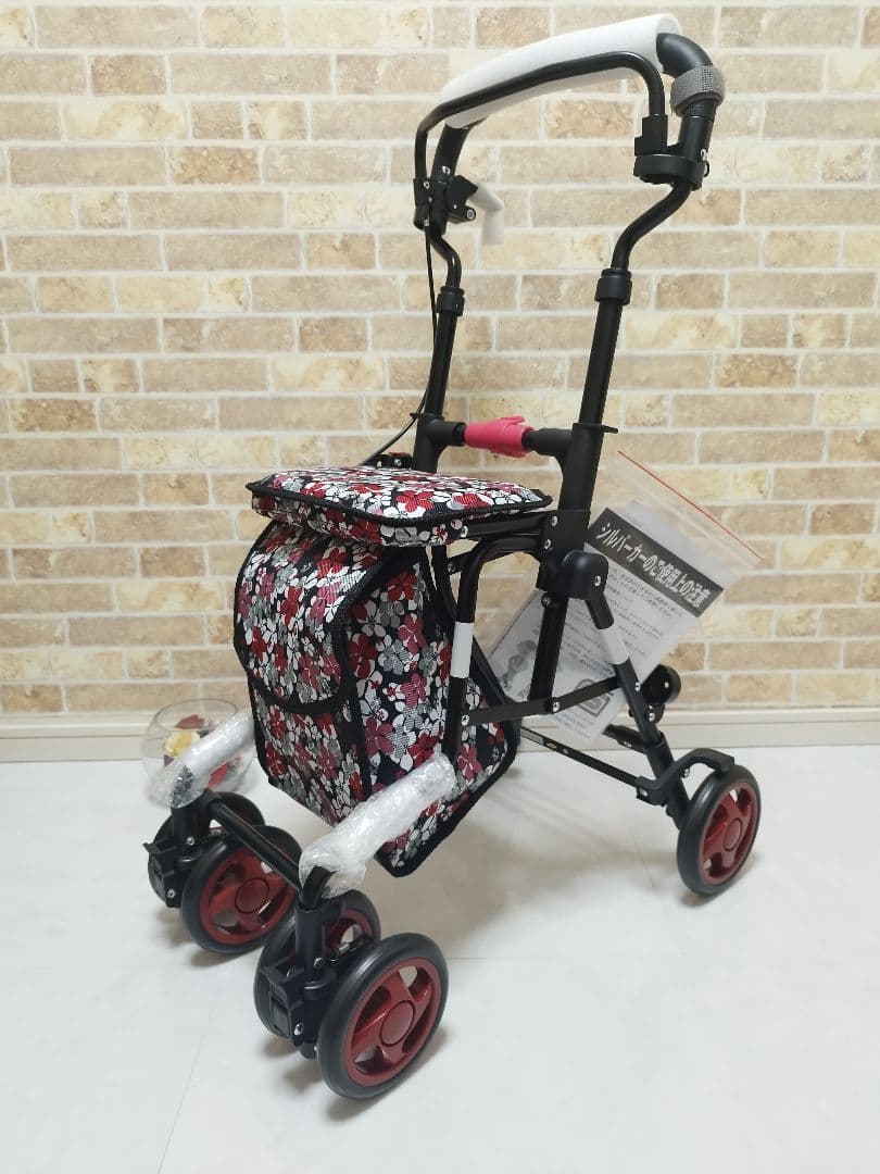 ✨値引き可能✨モート　花柄BK 島製作所　新品未使用　介護　シルバーカー