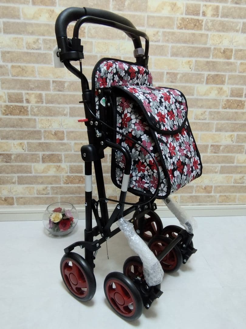 ✨値引き可能✨モート　花柄BK 島製作所　新品未使用　介護　シルバーカー