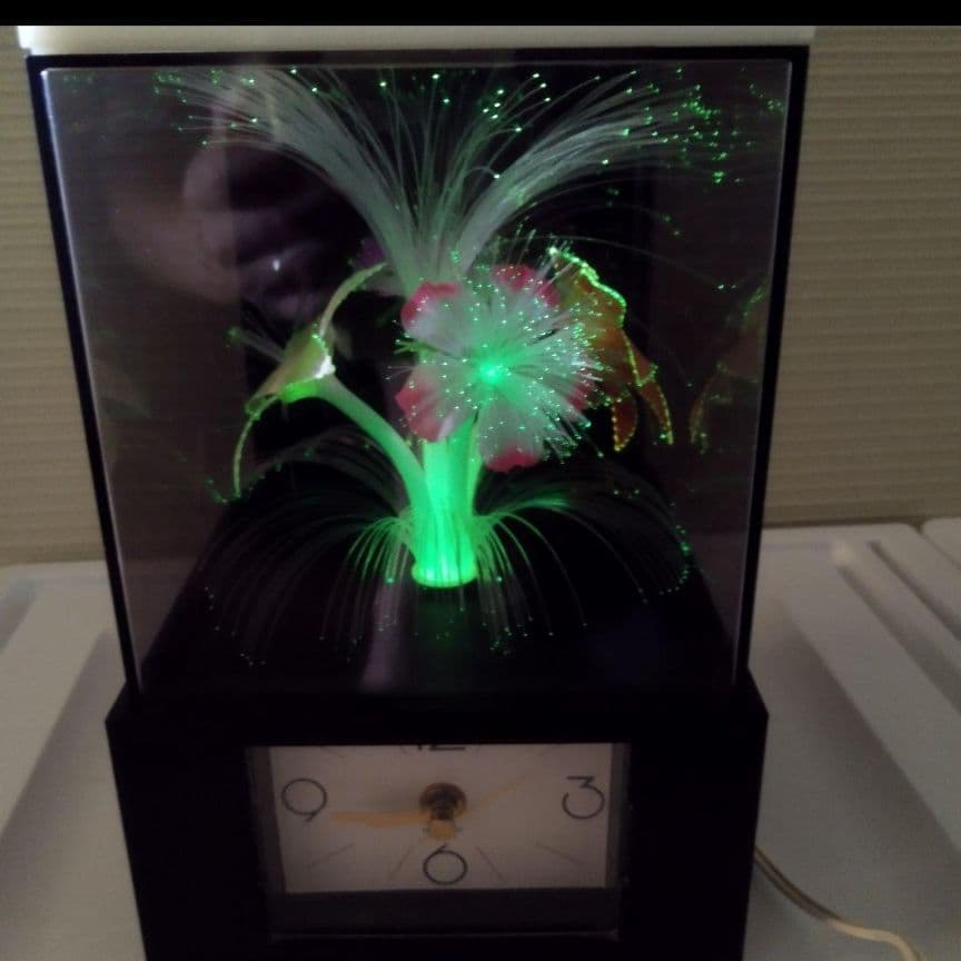 【昭和レトロ】 電気スタンド＆時計 光ファイバーで色変幻自在に変化