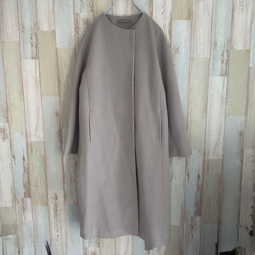 セオリーリュクス ウール ノーカラーコート ベージュ 38