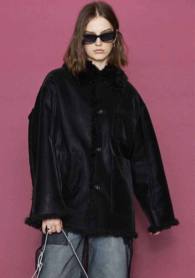 完売品 MAISON SPECIAL リバーシブルフェイクレザームートンブルゾン