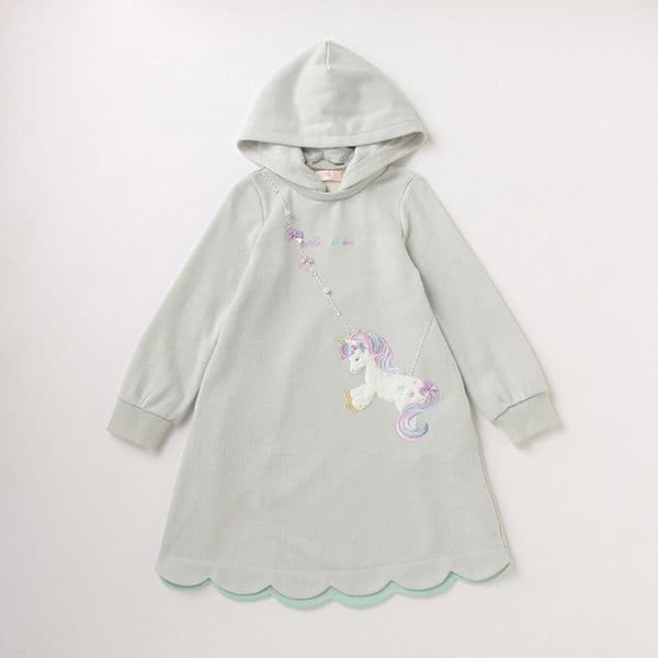 【新品】mezzopiano ユニコーン ポシェット風 ワンピース 140