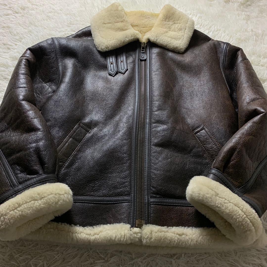 K*様 【雰囲気抜群】フライトジャケット 羊革　ムートン　B-3 ブラウン　LL