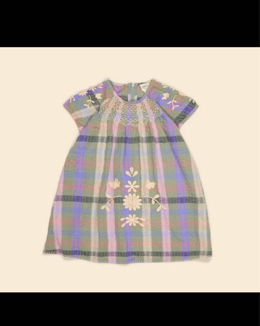 美品　Apolina Iris smock picninc check 5-7Y