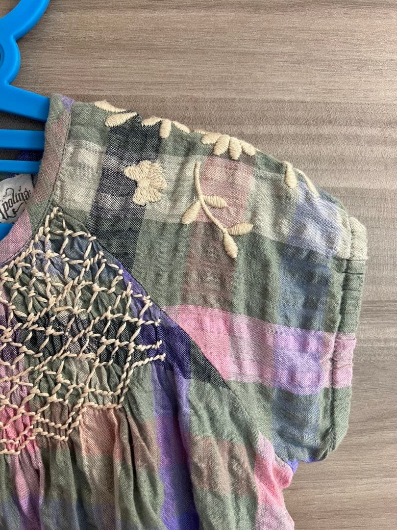 美品　Apolina Iris smock picninc check 5-7Y