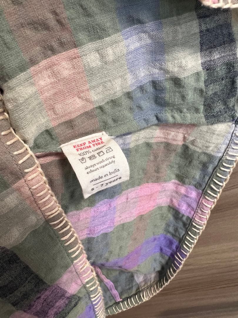 美品　Apolina Iris smock picninc check 5-7Y