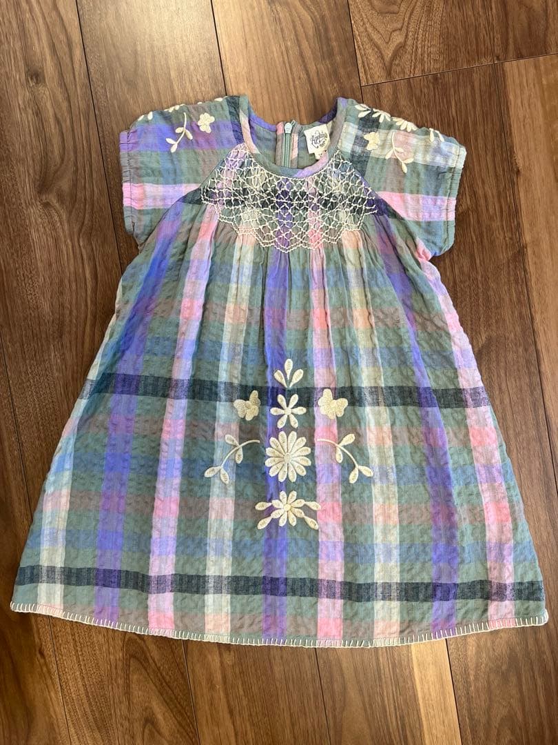 美品　Apolina Iris smock picninc check 5-7Y