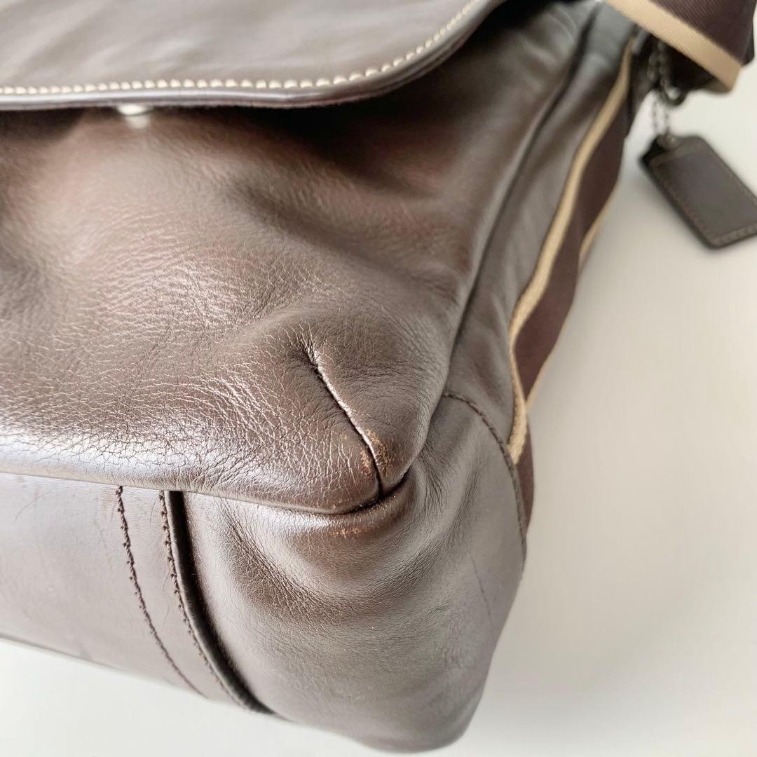 【COACH】コーチ　メッセンジャーバッグ　レザー　ブラウン　茶色　ヘリテージ