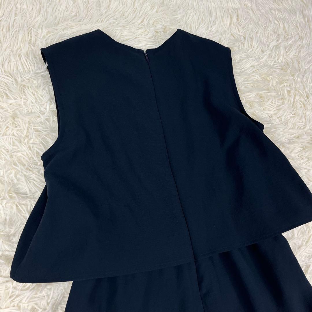 【新品未使用】 NOBLE ダブルクレープスリーブレスオールインワン 紺