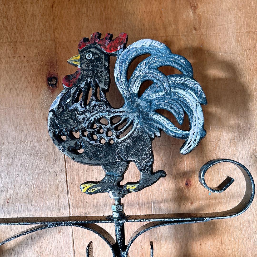 おしゃれな壁掛け時計 アンティーク 風見鶏top 両面時計 シャビーブラック