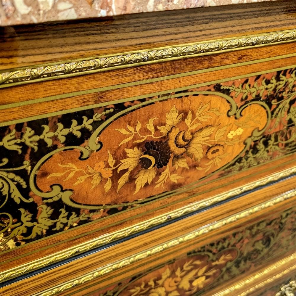 美品　フランス製　大理石　象嵌　リビングチェスト　タンス　チェスト　引取限定
